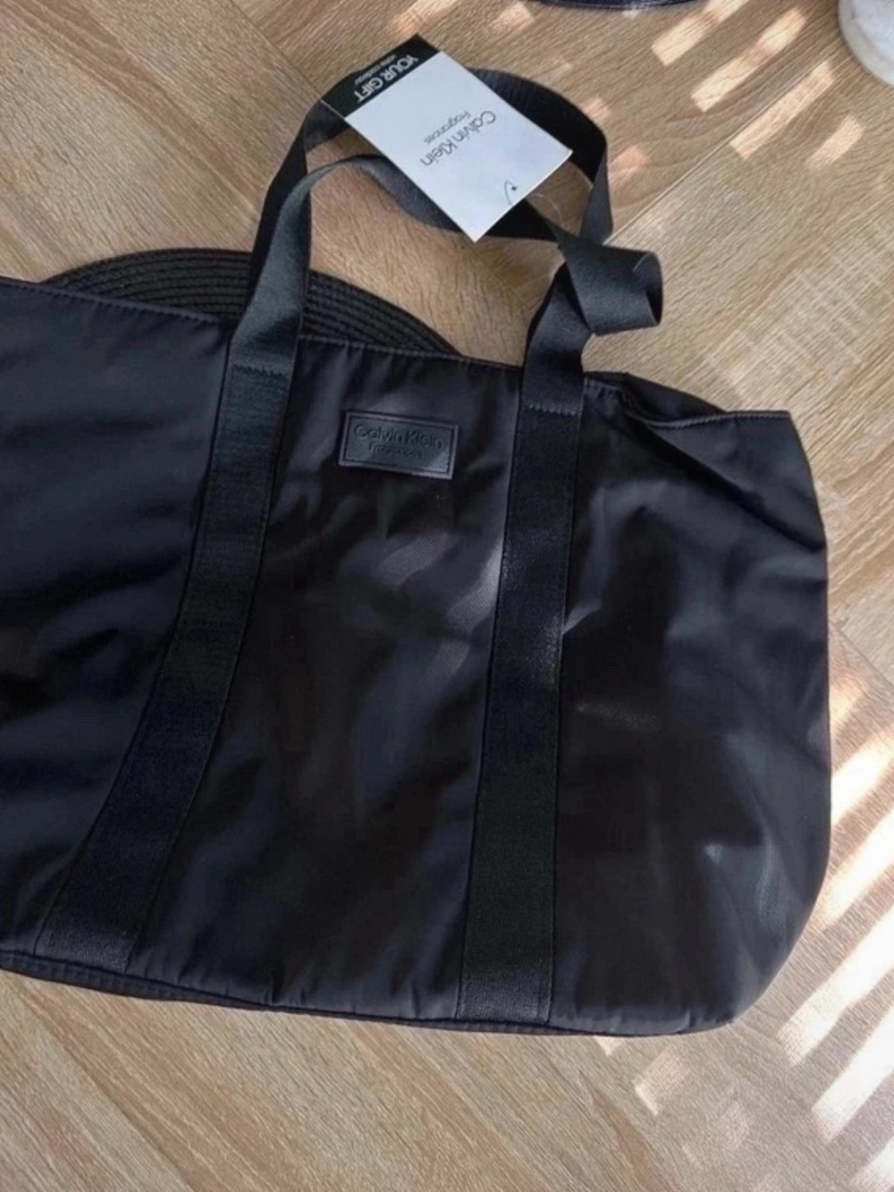 Calvin Klein Black Nylon Duffel Tote Bag